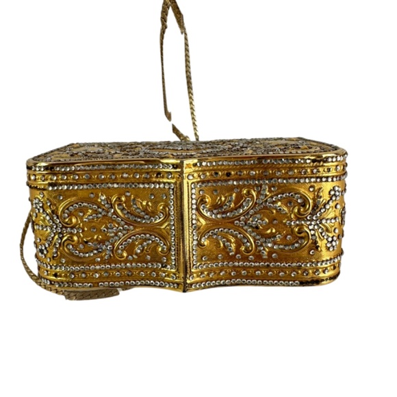 Rare Vintage JUDITH LEIBER Minaudière Gold Crystal Gilded Stamp Clutch Bag - Picture 9 of 16